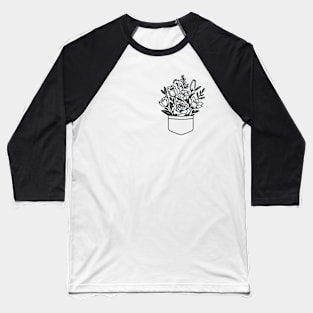 Monochrome Florals - Flowers Baseball T-Shirt